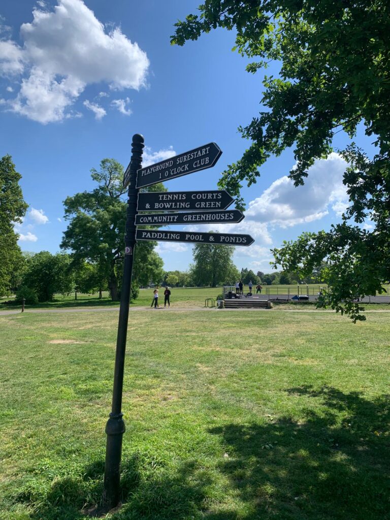 Sign in Brockwell Park