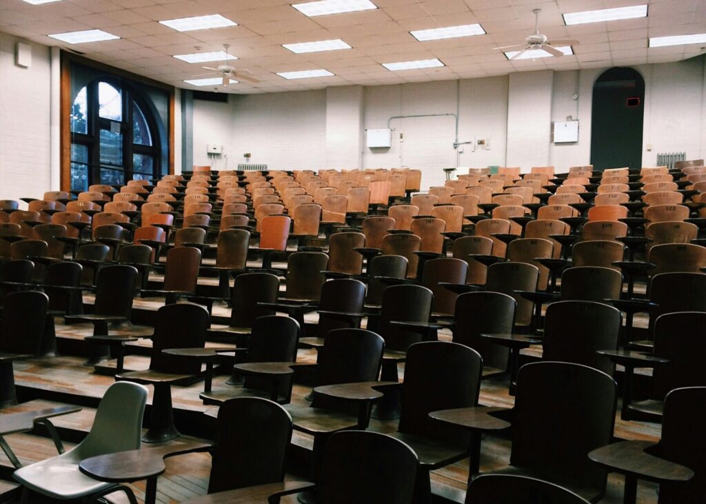 A stock image of a university lecture theatre
